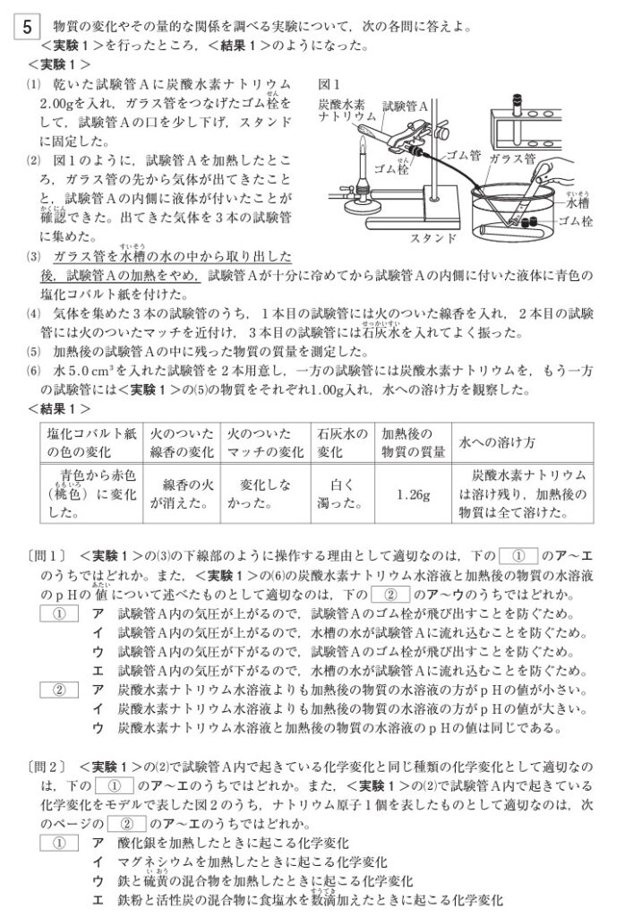 東京都公立高校入試問題2021年理科